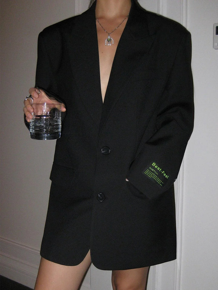 Women's Oversized Blazer for Summer with Button Front and Relaxed Fit