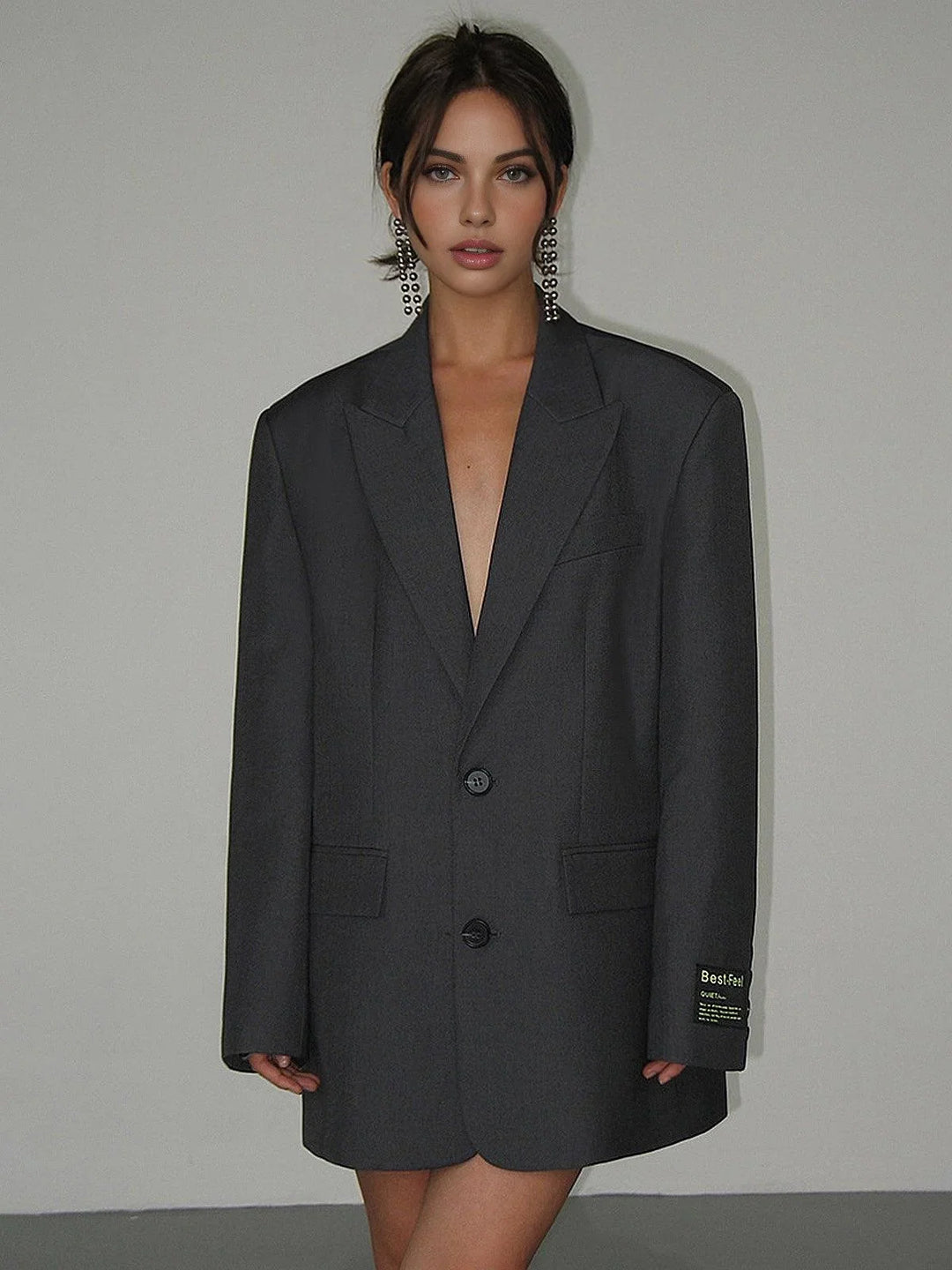 Women's Oversized Blazer for Summer with Button Front and Relaxed Fit