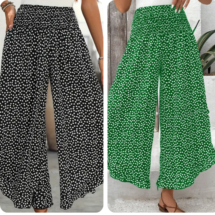 Women's Cotton Flowing High-Waisted Wide Leg Pants Autumn Trousers