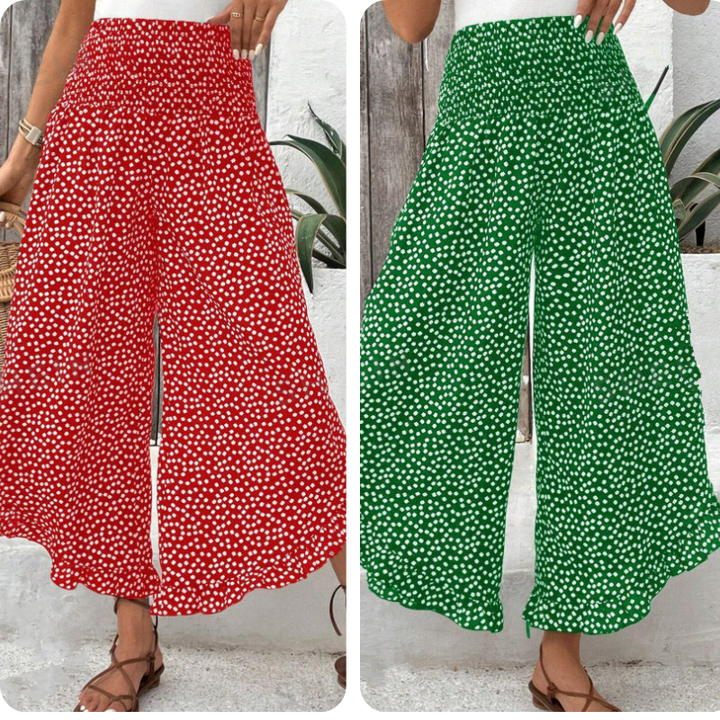 Women's Cotton Flowing High-Waisted Wide Leg Pants Autumn Trousers