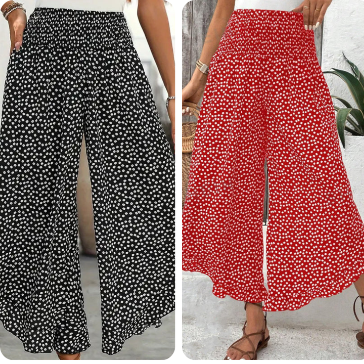 Women's Cotton Flowing High-Waisted Wide Leg Pants Autumn Trousers