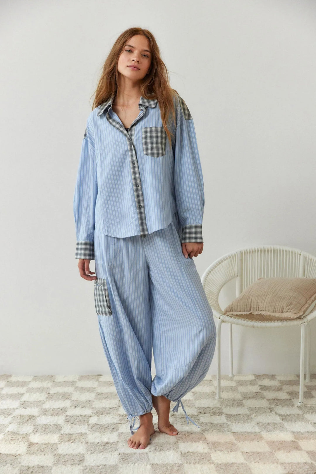 Women's Cotton Pajamas Set, Soft Stretchy Two-Piece Nightwear for Autumn Comfort