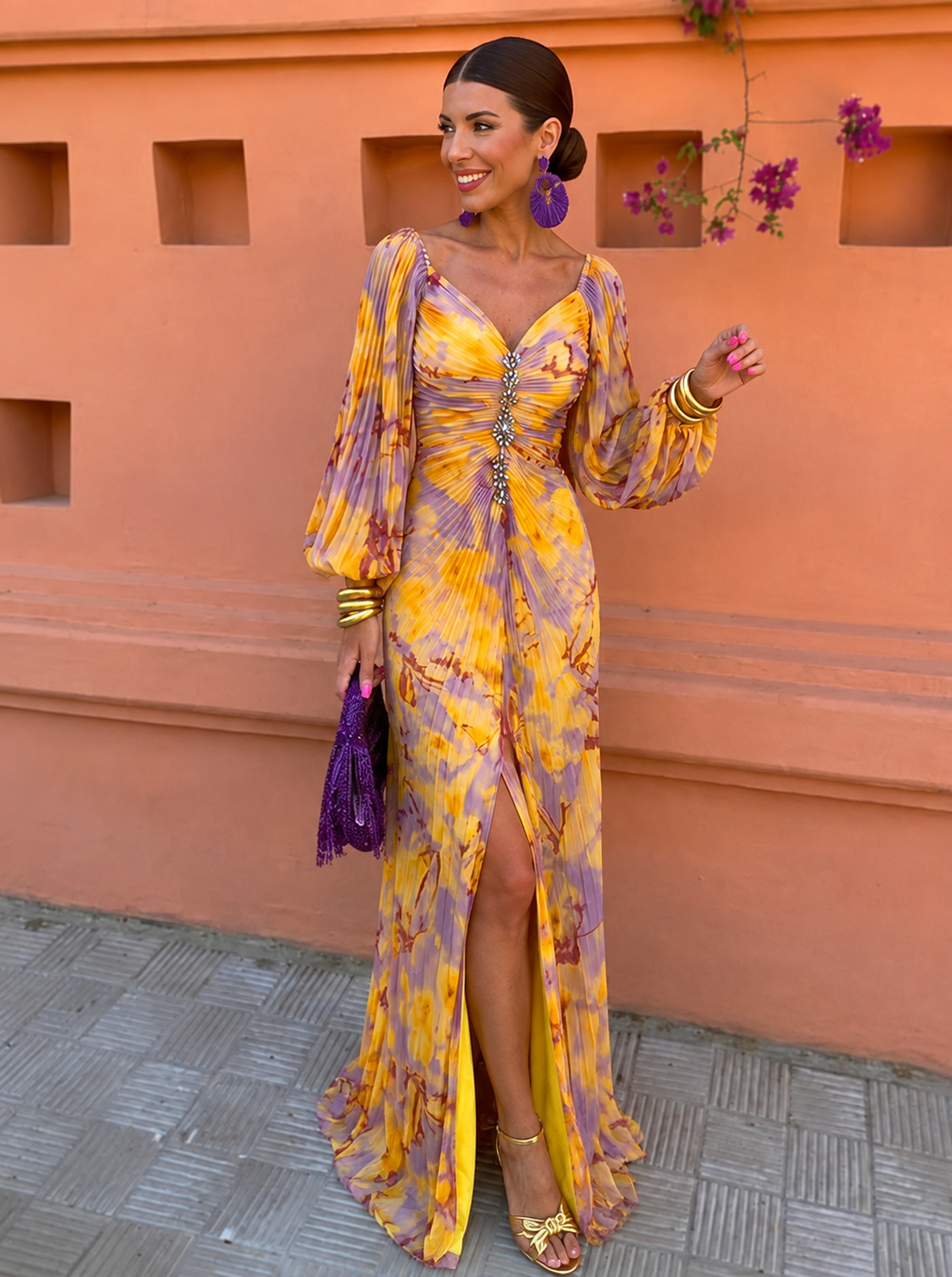 Women's Floral Maxi Dress Off Shoulder Polyester Autumn Evening Gown