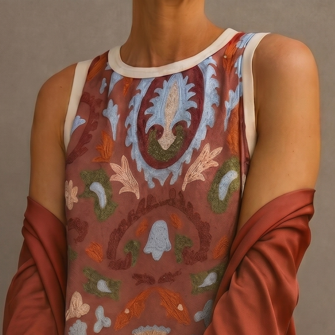 Women's Printed Maxi Dress and Vest Set Autumn Outfit