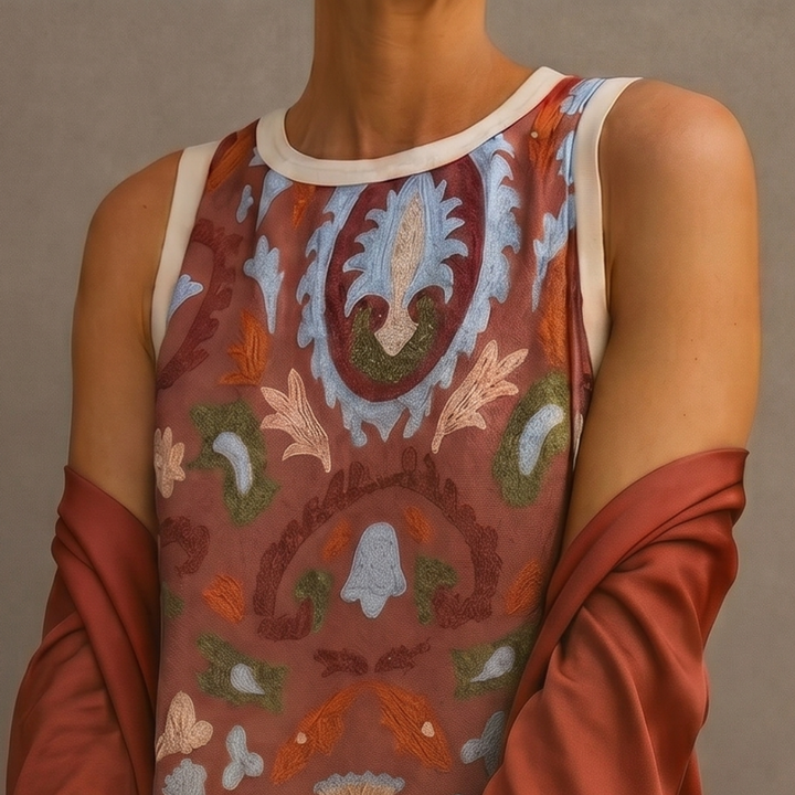 Women's Printed Maxi Dress and Vest Set Autumn Outfit