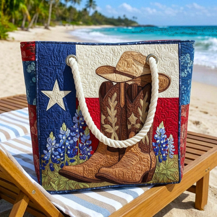 Women's Handmade Beach Tote Bag with Rope Handles and Printed Design
