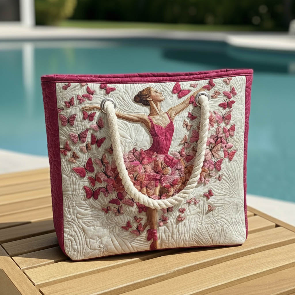 Women's Handmade Beach Tote Bag with Rope Handles and Printed Design