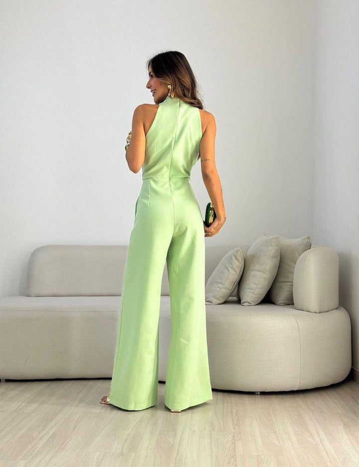 Women's Wide-Leg Belted Jumpsuit Autumn Formal Outfit