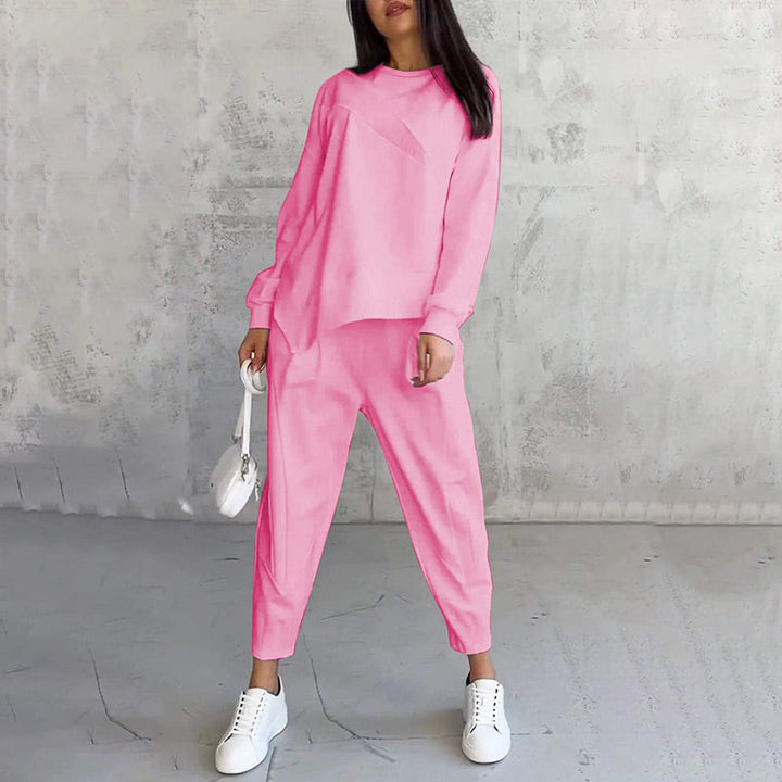 Women's Cotton Sweatshirt Two-Piece Set Autumn Asymmetrical Lounge Set