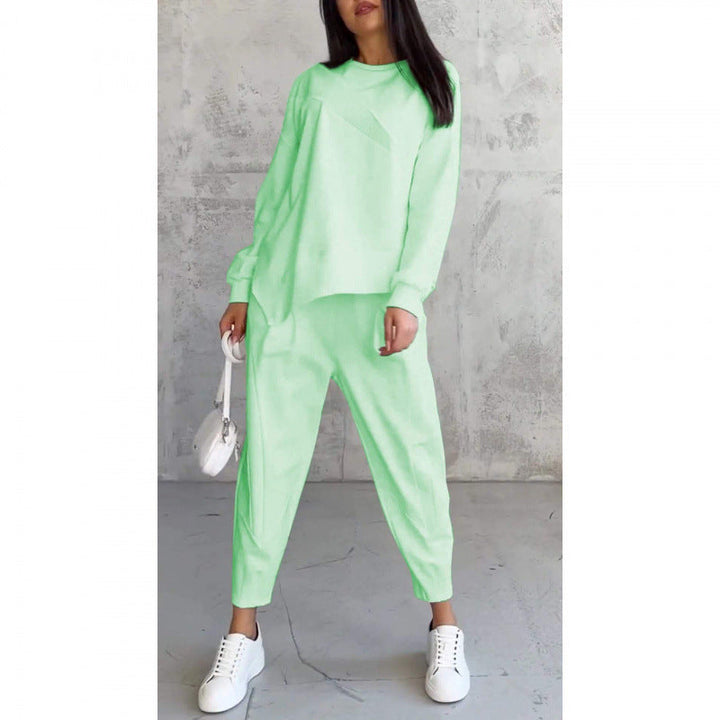 Women's Cotton Sweatshirt Two-Piece Set Autumn Asymmetrical Lounge Set