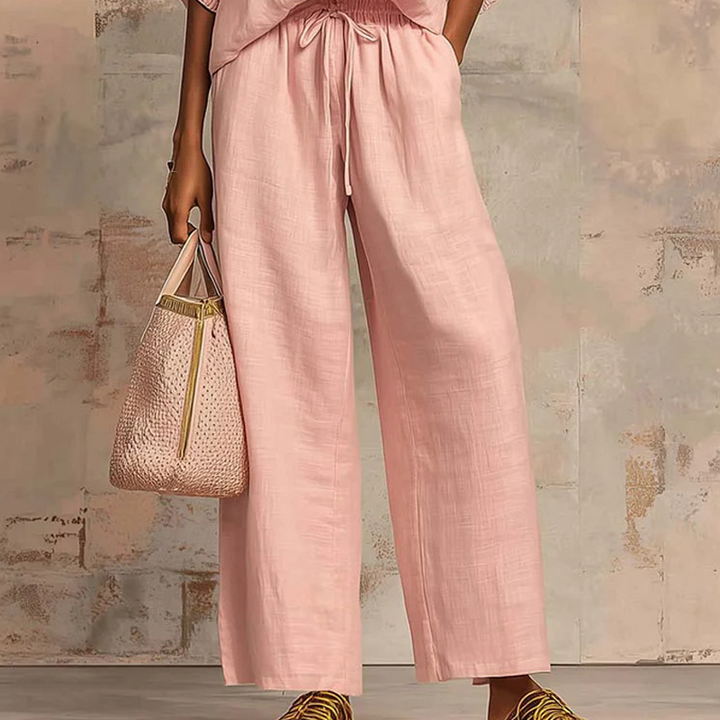 Women's Zip-Up Cotton Two-Piece Set Autumn Wide-Leg Lounge Set