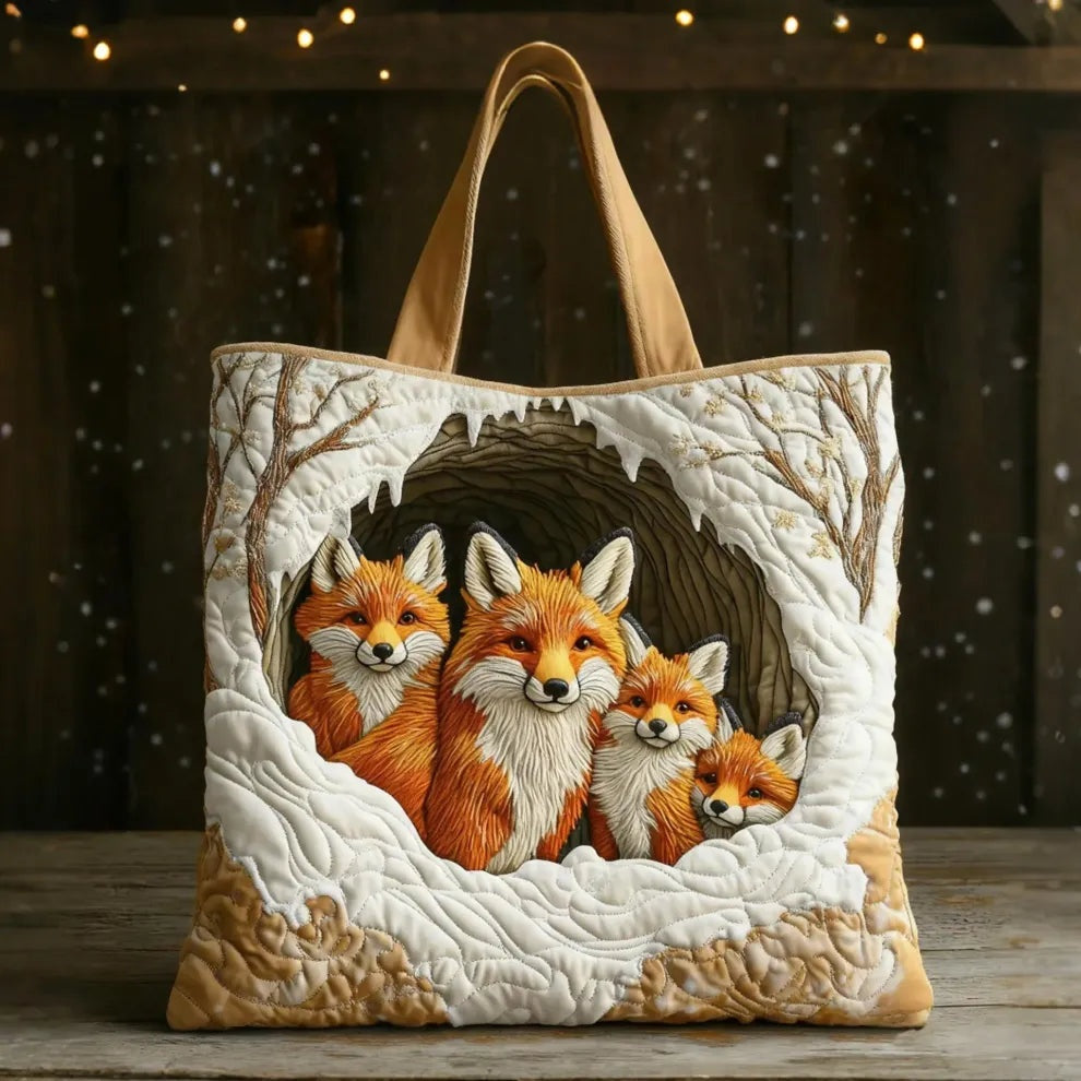 Women's Handmade Quilted Tote Bag with Unique Print