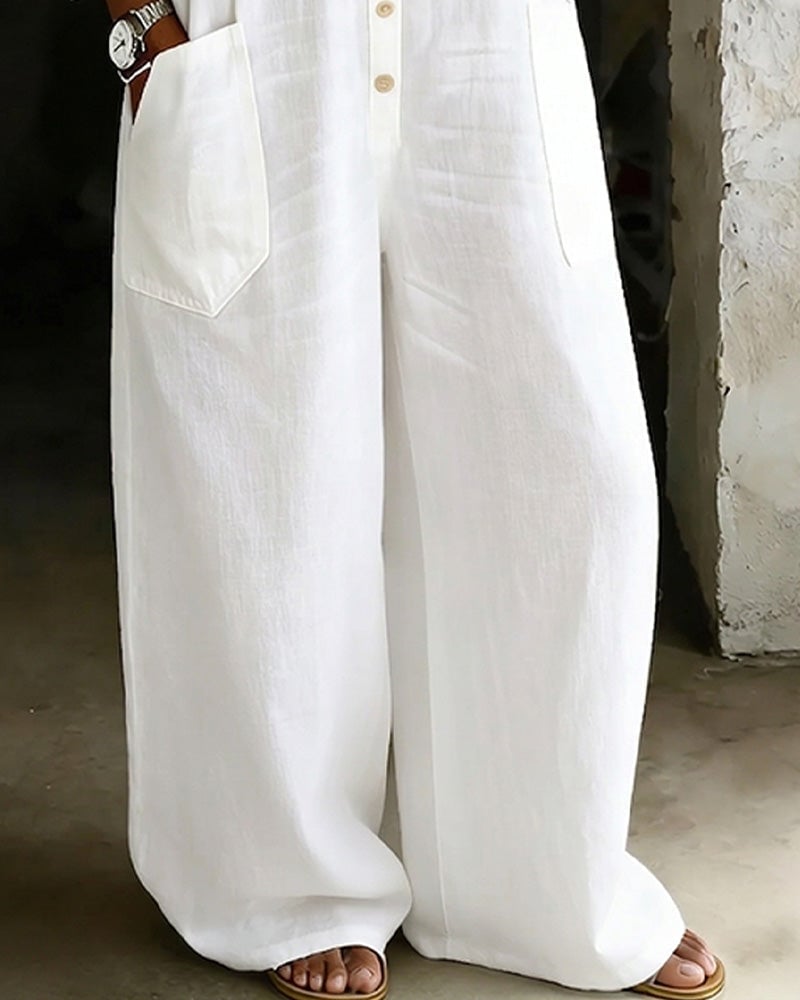 Women's Cotton Loose Fit Jumpsuit Autumn Casual Romper