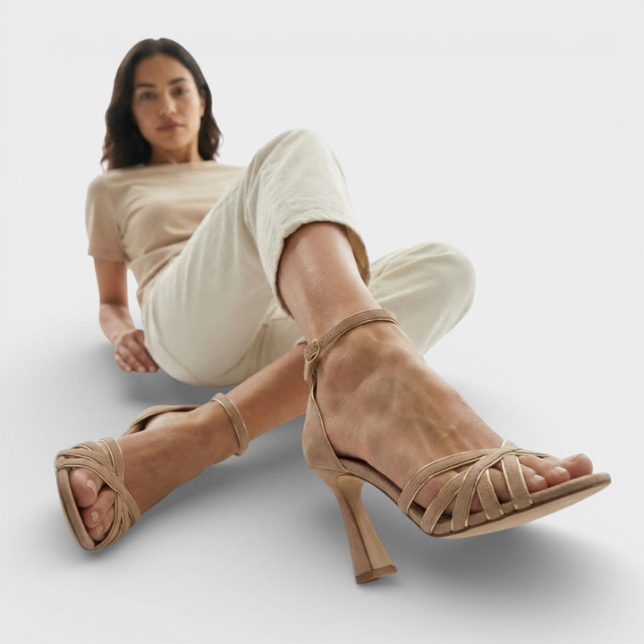 Block-Heel Sandals for Women Fall Ankle-Strap Dress Sandals with Crisscross Design