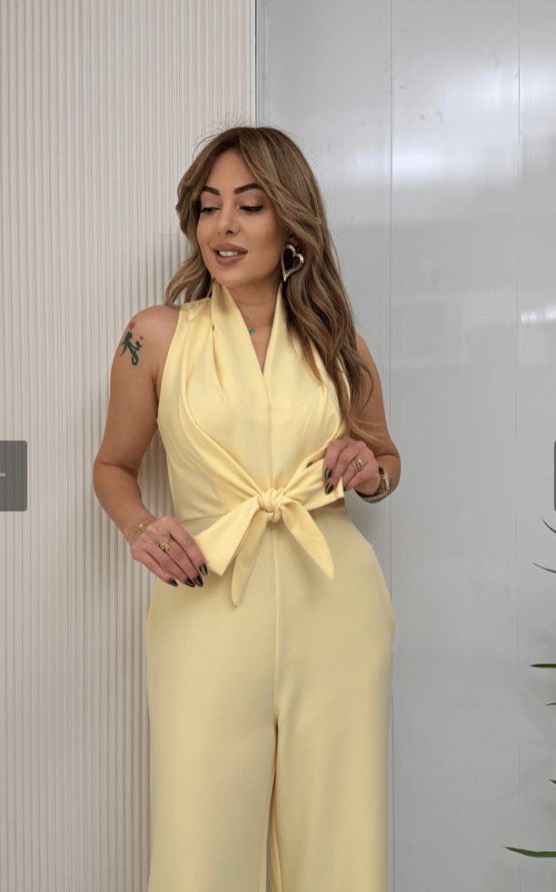 Women's Wide-Leg Belted Jumpsuit Autumn Formal Outfit
