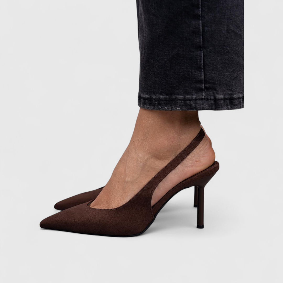 Women's Suede Pointed Toe Slingback Kitten Heels Autumn Pumps