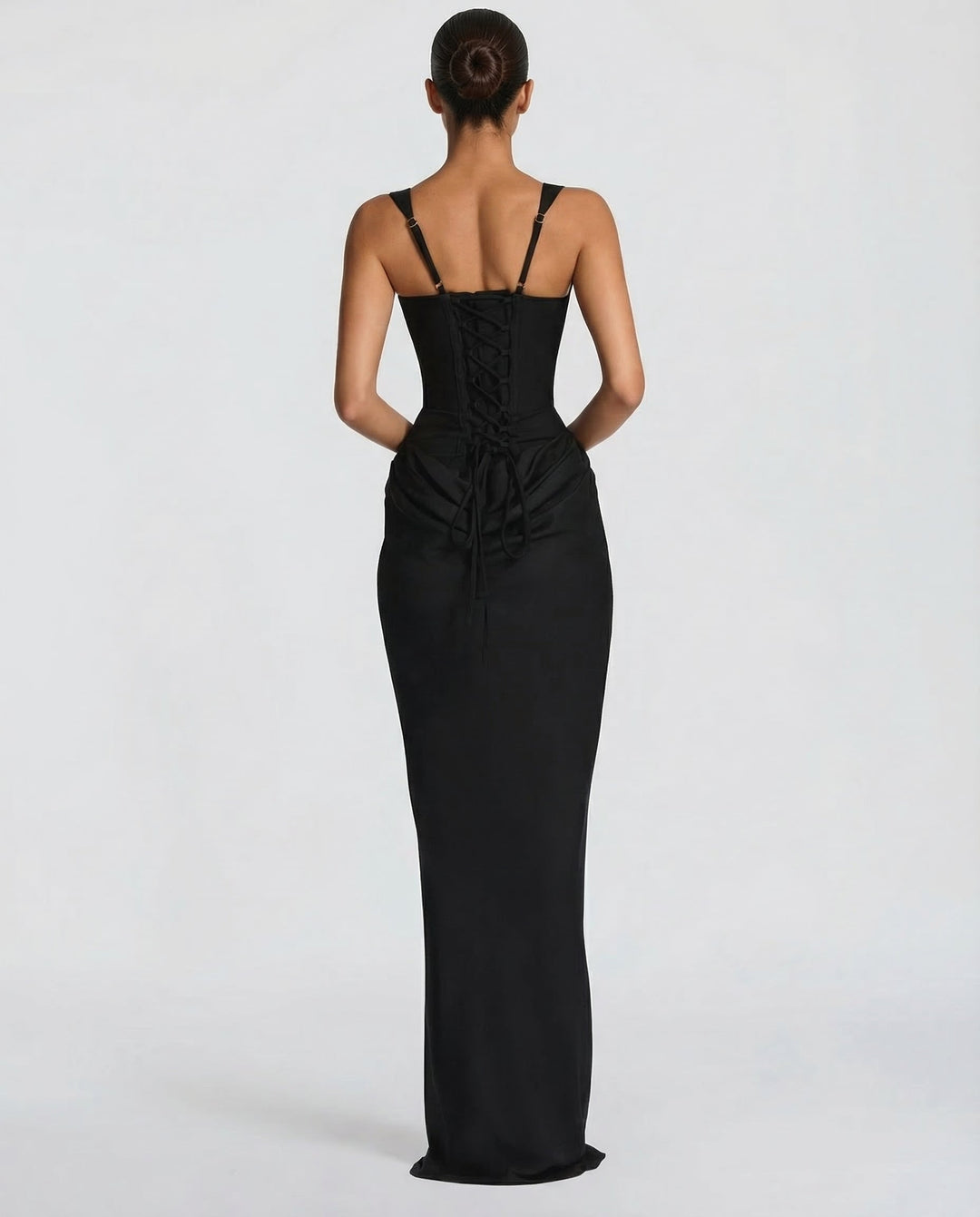 Maxi Dress for Women Fall Evening Dress with Square Neck and Draped Waist Silhouette