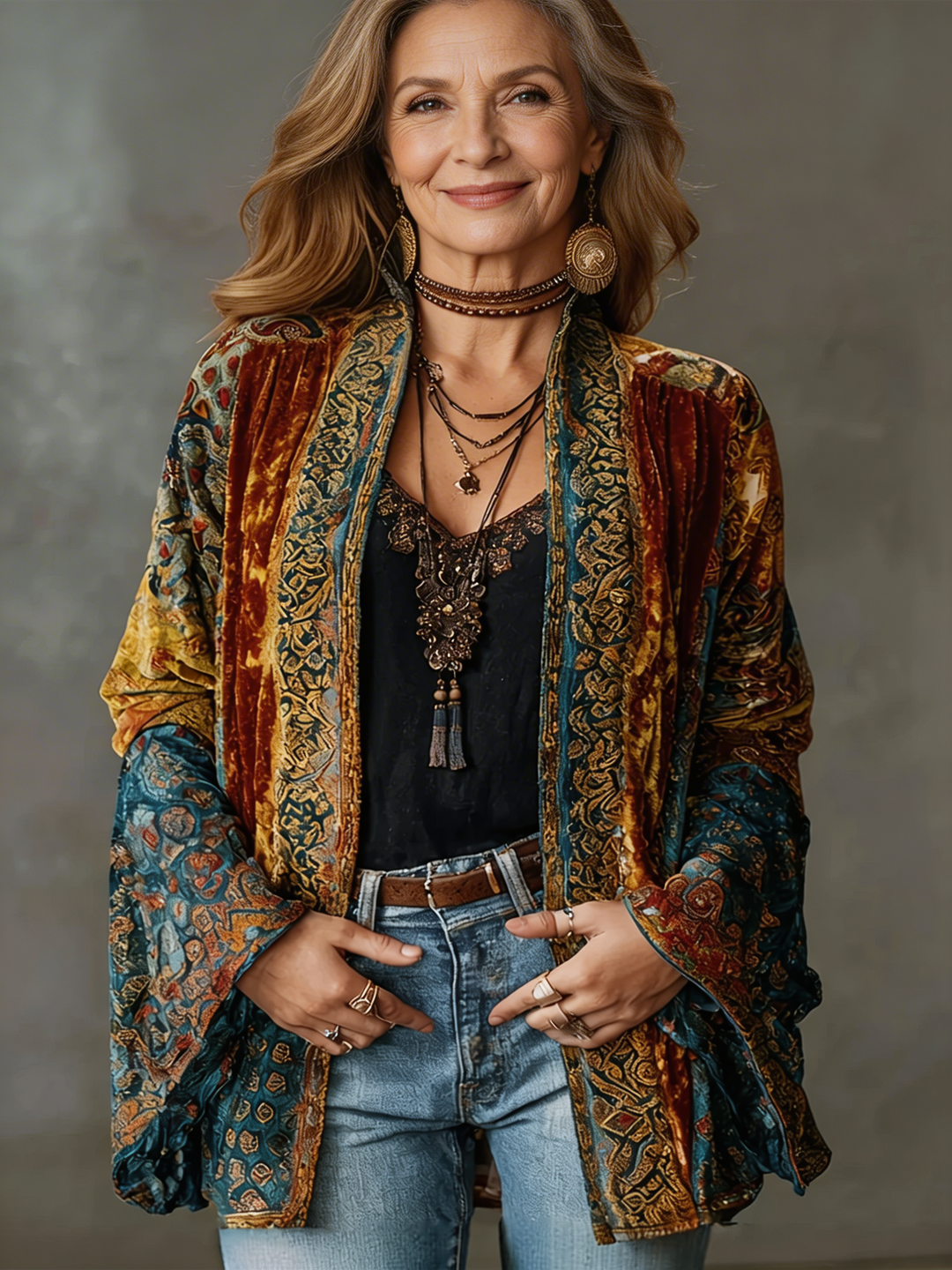 Women's Cotton Boho Kimono Jacket Cardigan Autumn Outfit