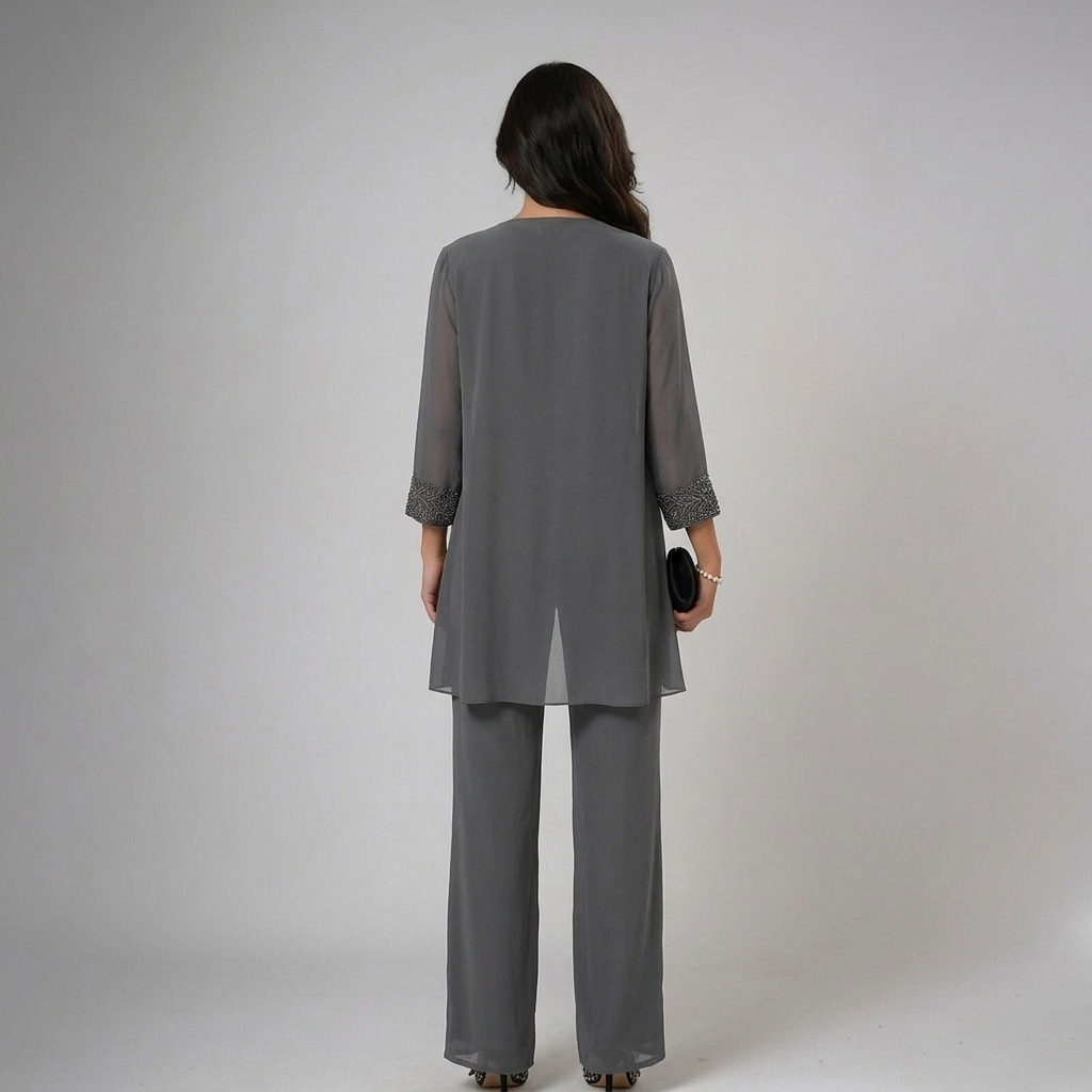 Women's Three-Piece Lace Top and Wide-Leg Pants Set Autumn Outfit