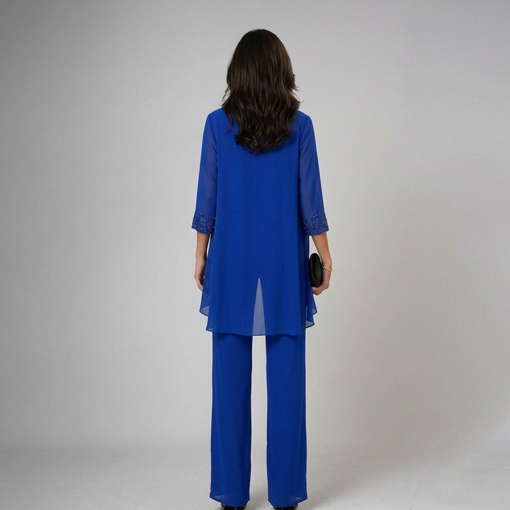 Women's Three-Piece Lace Top and Wide-Leg Pants Set Autumn Outfit
