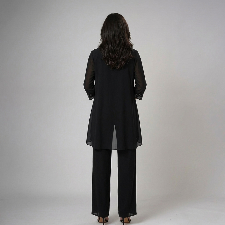Women's Three-Piece Lace Top and Wide-Leg Pants Set Autumn Outfit