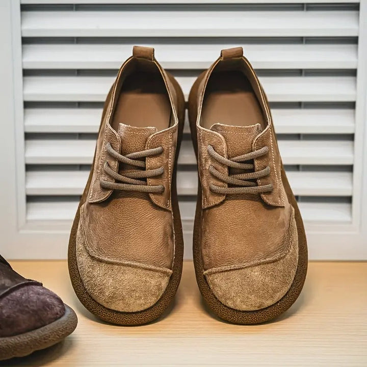 Men's Leather Comfort Walking Shoes Autumn Lace-Up Casual Shoes