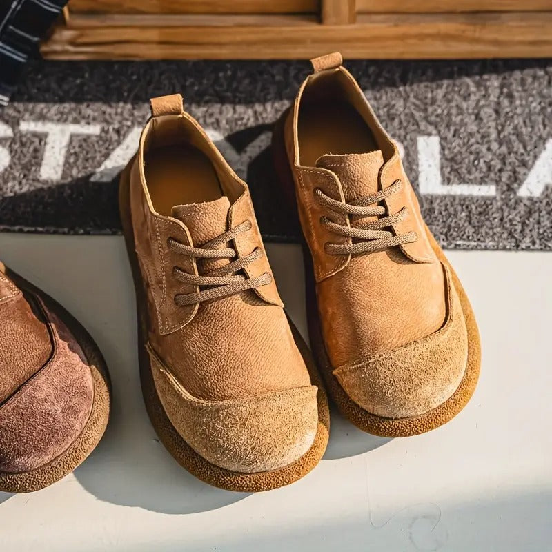 Men's Leather Comfort Walking Shoes Autumn Lace-Up Casual Shoes