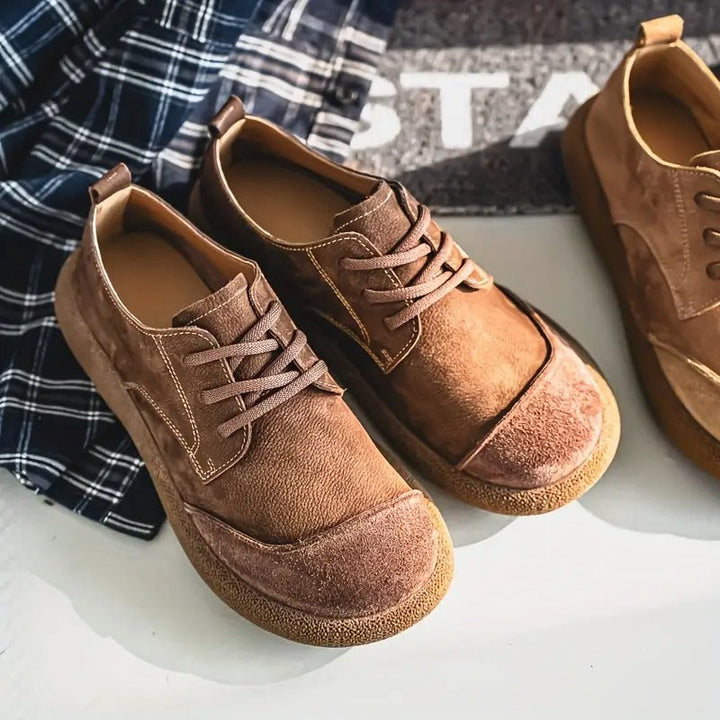 Men's Leather Comfort Walking Shoes Autumn Lace-Up Casual Shoes