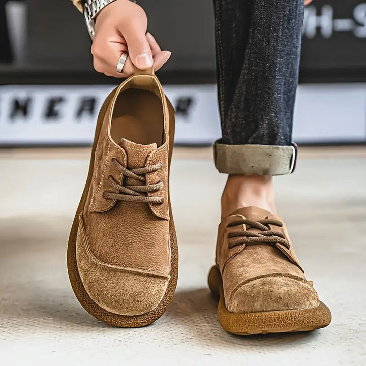 Men's Leather Comfort Walking Shoes Autumn Lace-Up Casual Shoes