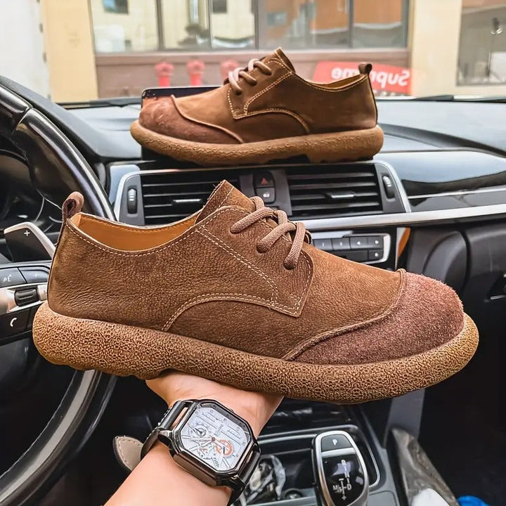 Men's Leather Comfort Walking Shoes Autumn Lace-Up Casual Shoes