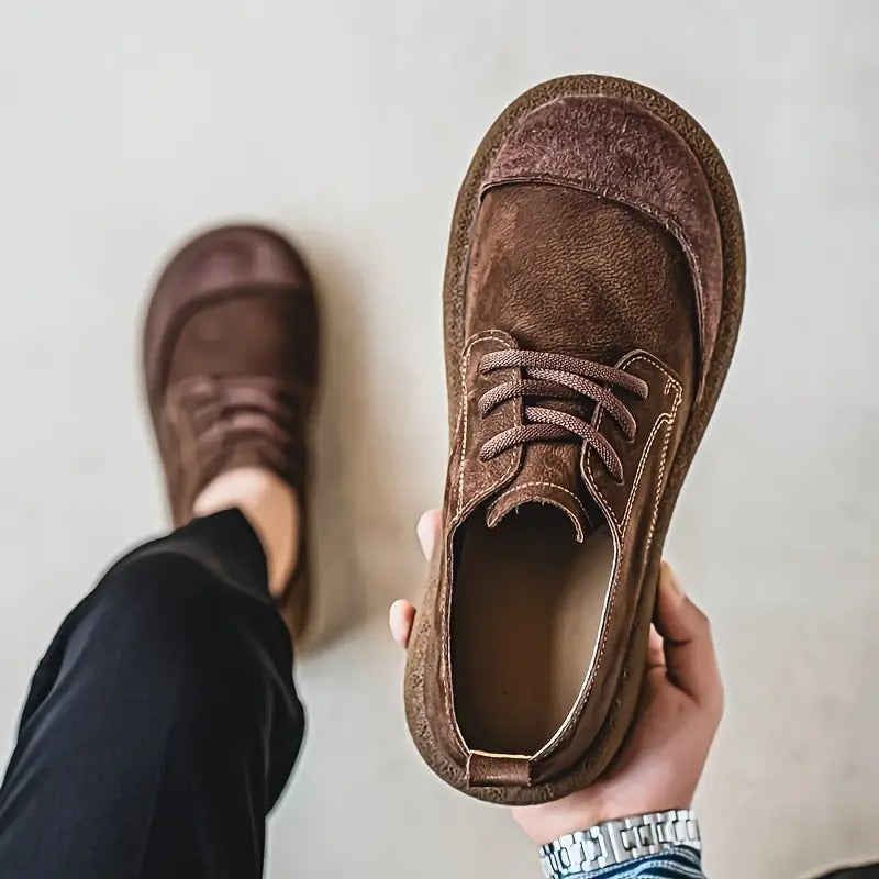 Men's Leather Comfort Walking Shoes Autumn Lace-Up Casual Shoes