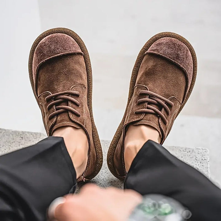 Men's Leather Comfort Walking Shoes Autumn Lace-Up Casual Shoes