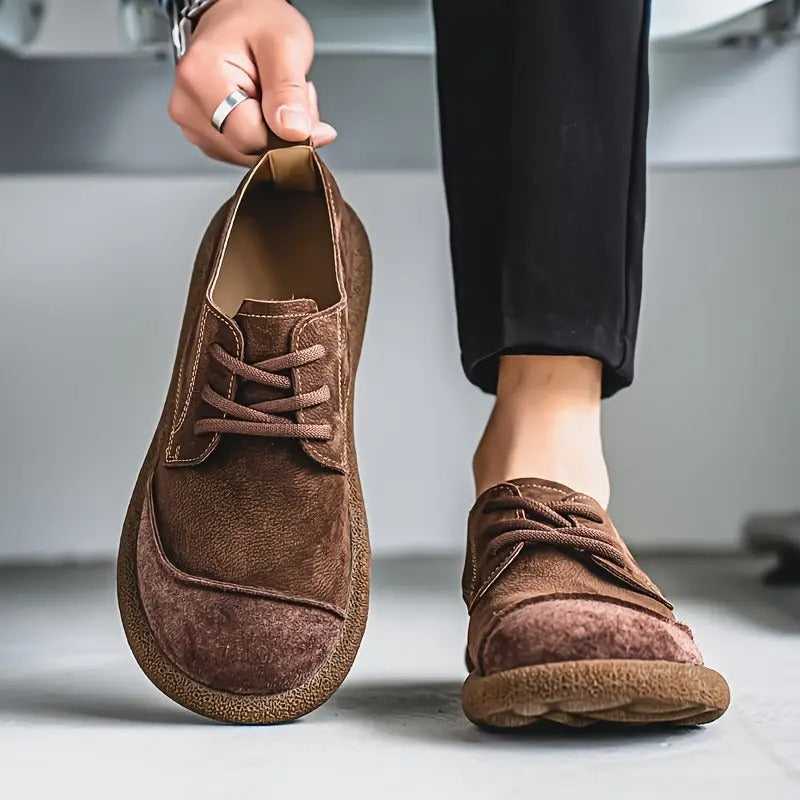 Men's Leather Comfort Walking Shoes Autumn Lace-Up Casual Shoes