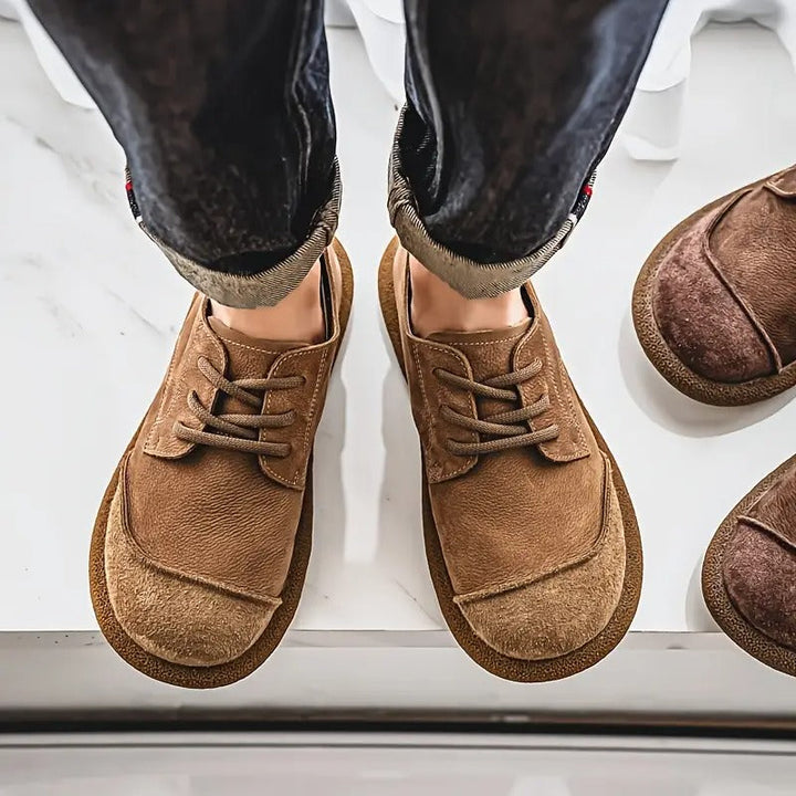 Men's Leather Comfort Walking Shoes Autumn Lace-Up Casual Shoes