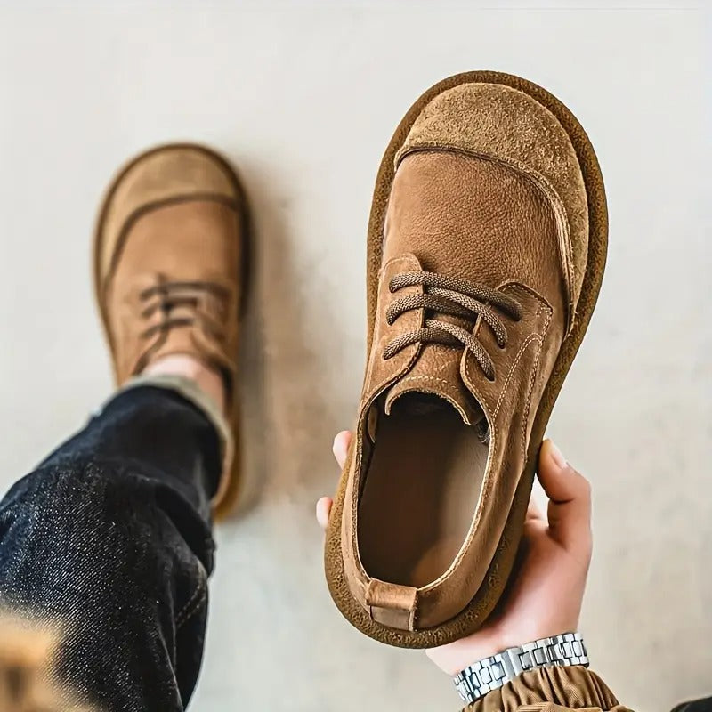 Men's Leather Comfort Walking Shoes Autumn Lace-Up Casual Shoes