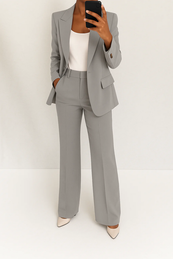 Women's Elegant 2-Piece Suit Set with Blazer and Pants for Office and Autumn
