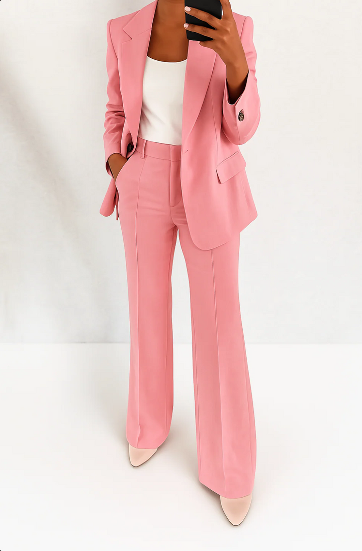 Women's Elegant 2-Piece Suit Set with Blazer and Pants for Office and Autumn