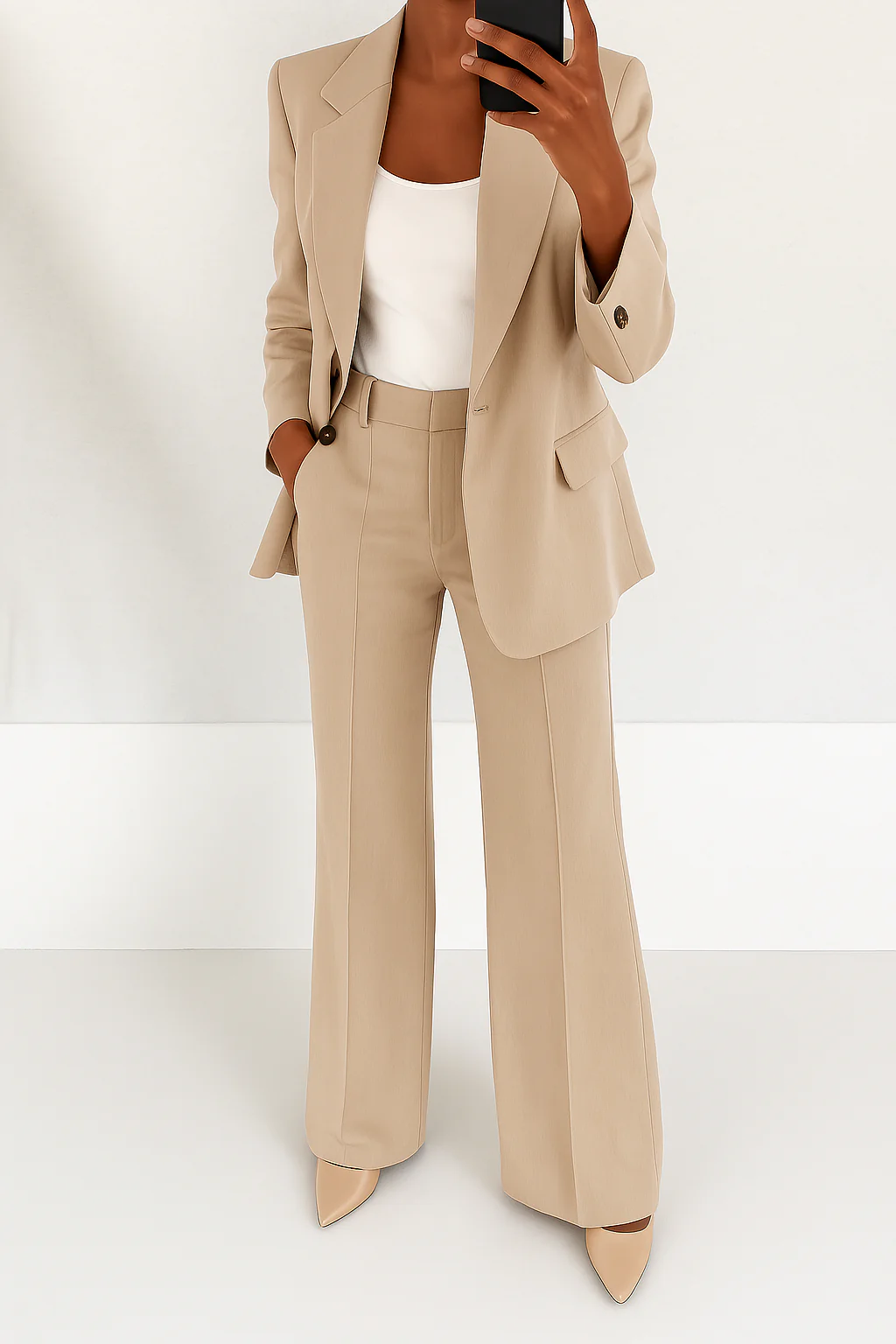 Women's Elegant 2-Piece Suit Set with Blazer and Pants for Office and Autumn