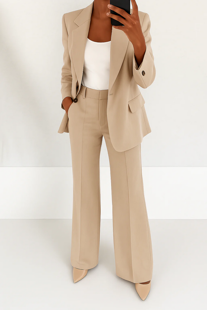 Women's Elegant 2-Piece Suit Set with Blazer and Pants for Office and Autumn