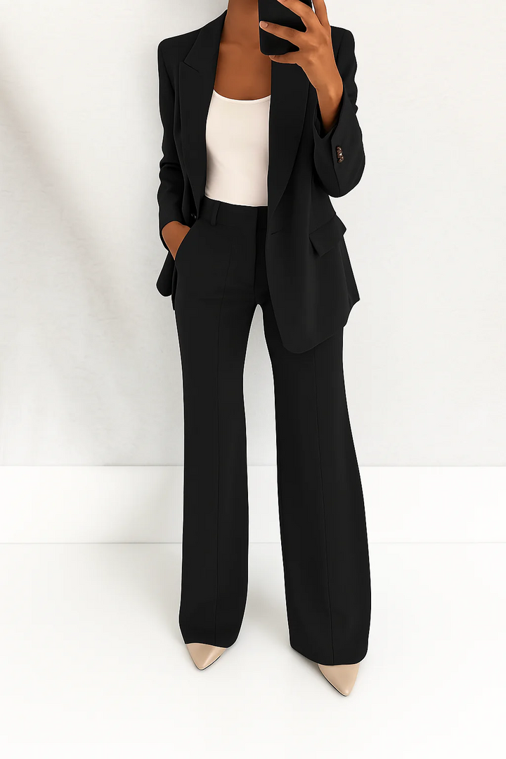 Women's Elegant 2-Piece Suit Set with Blazer and Pants for Office and Autumn