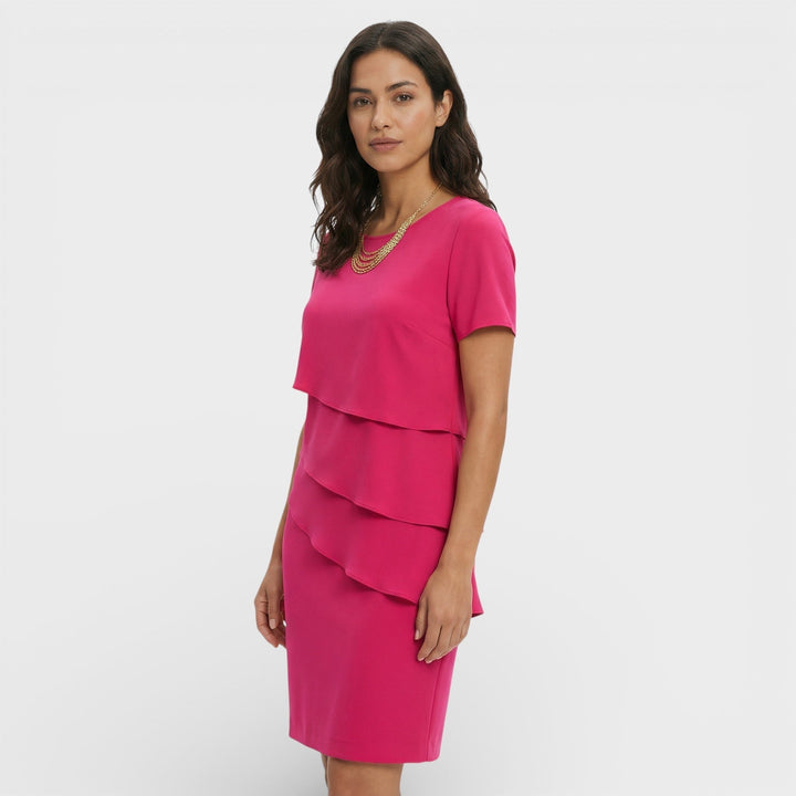 Women's Ruffled Layered Midi Dress Cotton Blend Autumn Cocktail Dress