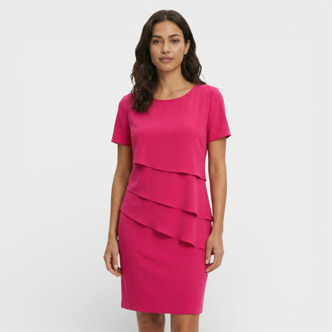Women's Ruffled Layered Midi Dress Cotton Blend Autumn Cocktail Dress