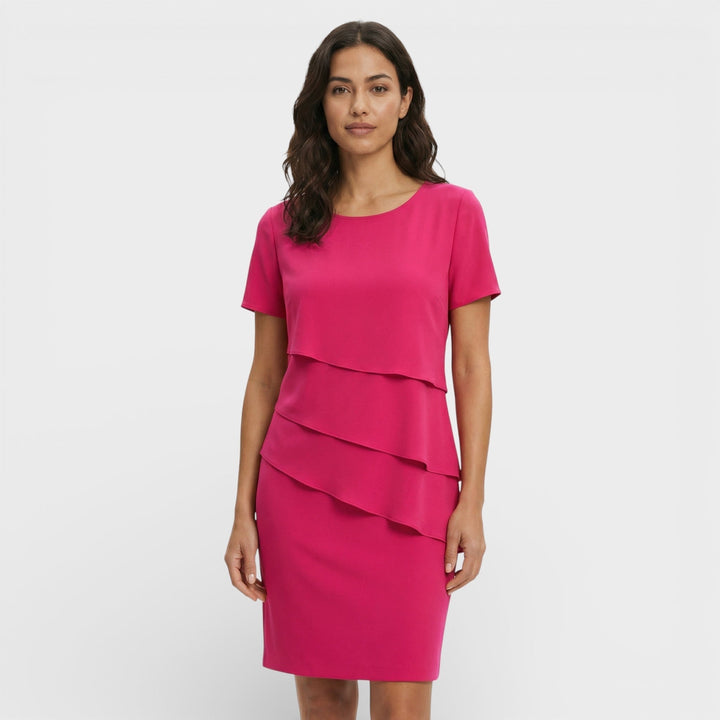 Women's Ruffled Layered Midi Dress Cotton Blend Autumn Cocktail Dress