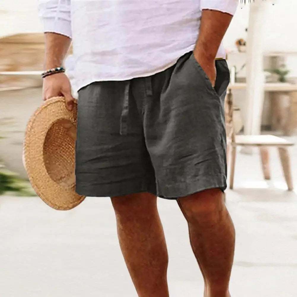 Men's Linen Shorts with Elastic Waist