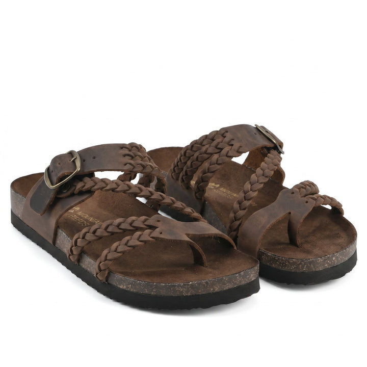 Women's Flat Braided Sandals with Adjustable Buckle