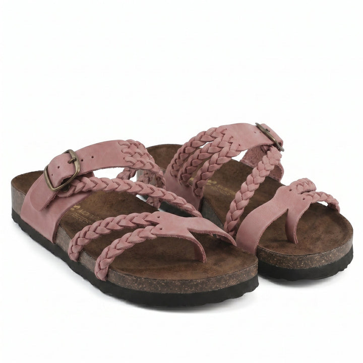 Women's Flat Braided Sandals with Adjustable Buckle