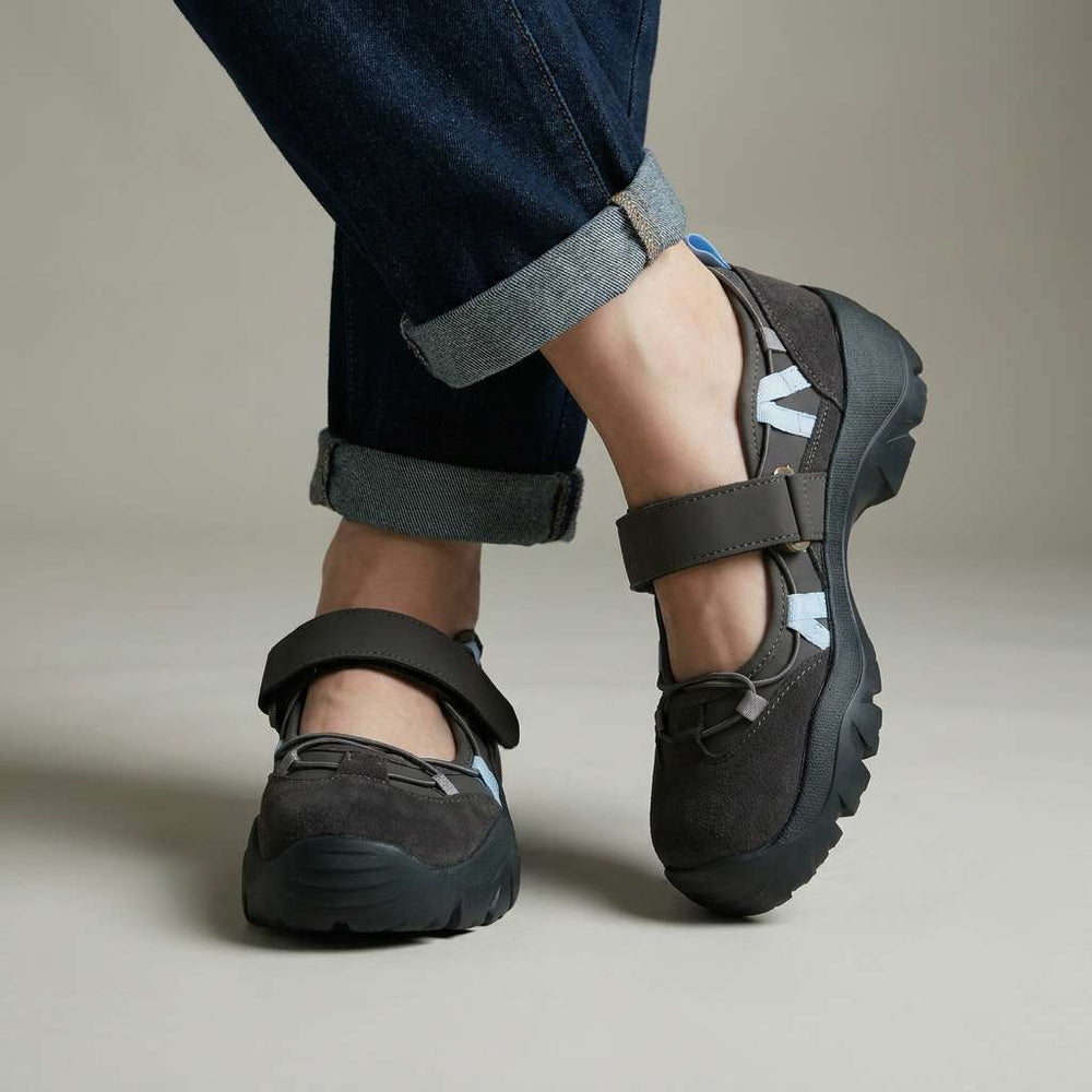 Women's Canvas Mary Jane Shoes Spring Chunky Sole Flats with Adjustable Strap Walking Shoes