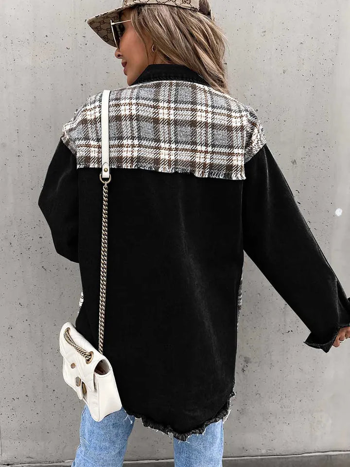 Maxine - Elegant and Comfortable Checked Jeans Blouse for Women