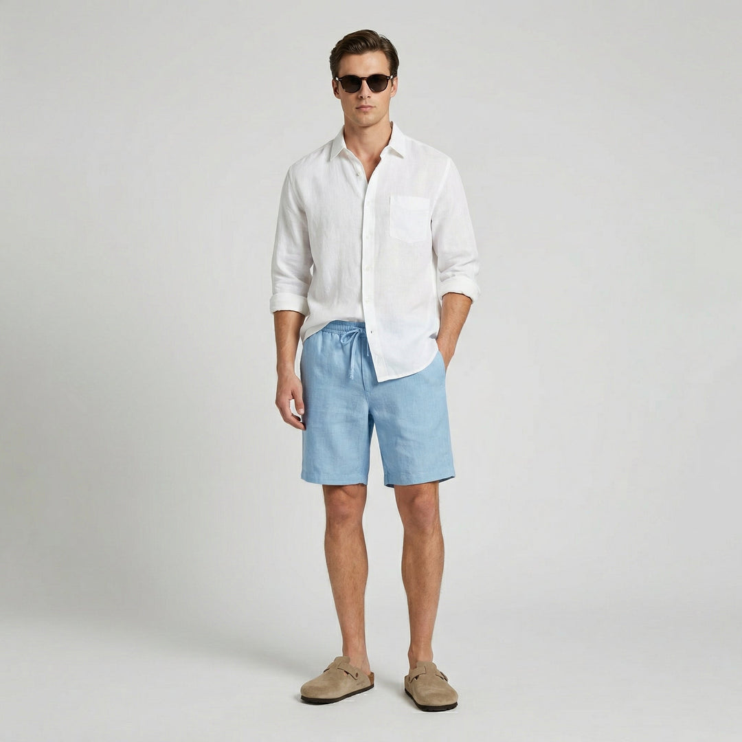 Men's Linen Casual Shorts Elastic Waist Autumn Bermuda Pants
