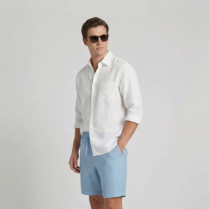 Men's Linen Casual Shorts Elastic Waist Autumn Bermuda Pants